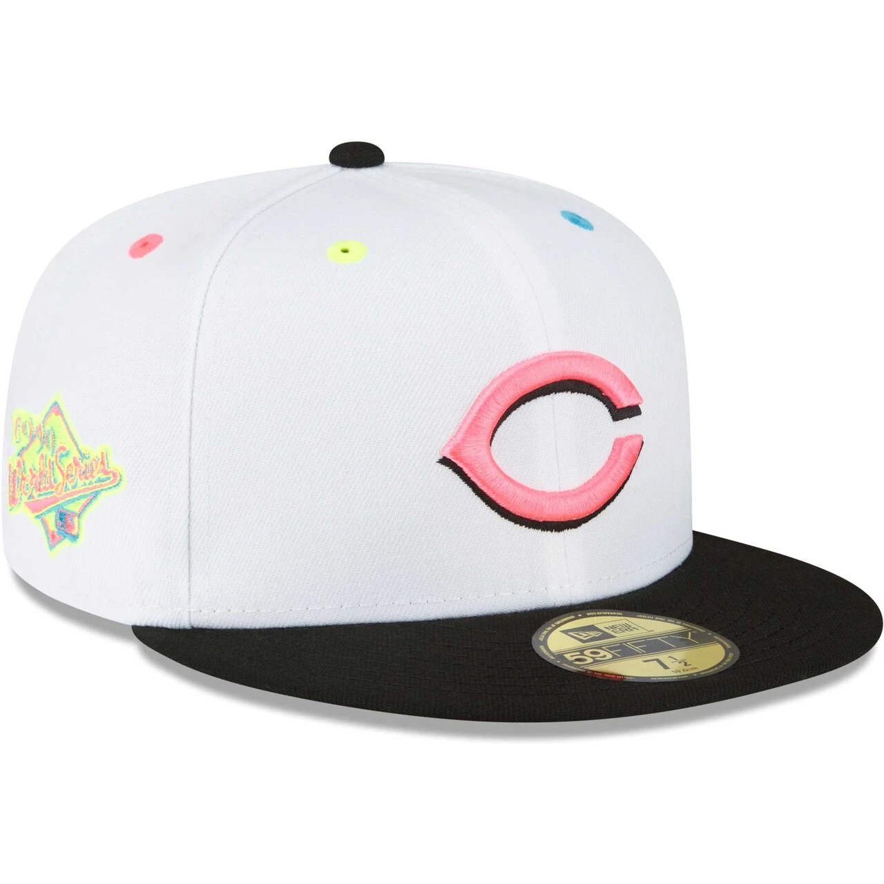 Men's Cincinnati Reds New Era White Neon Eye 59FIFTY Fitted Hat