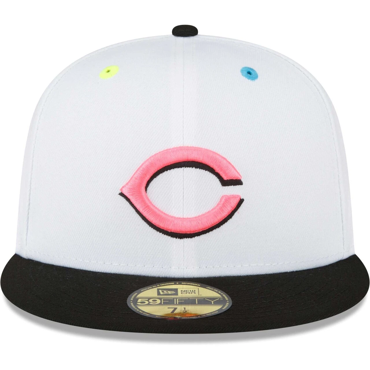 Men's Cincinnati Reds New Era White Neon Eye 59FIFTY Fitted Hat - Image 2