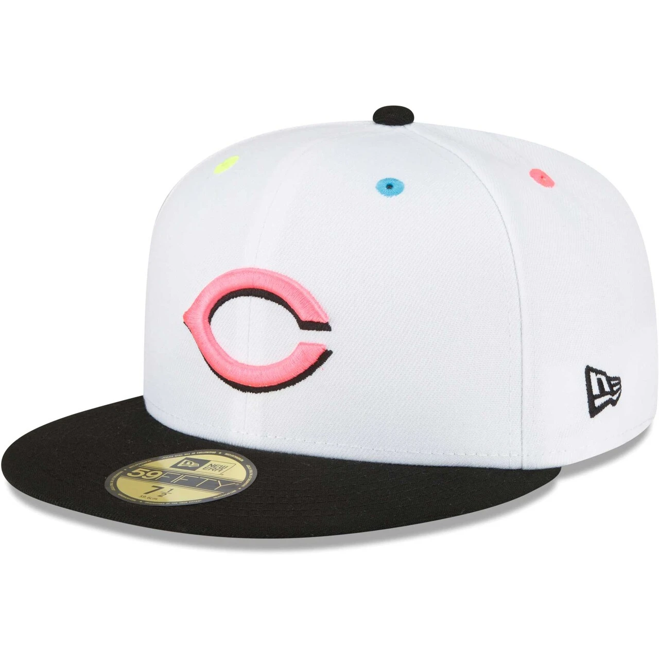 Men's Cincinnati Reds New Era White Neon Eye 59FIFTY Fitted Hat - Image 3