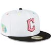 Men's Cleveland Guardians New Era White Neon Eye 59FIFTY Fitted Hat