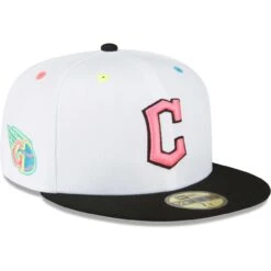 Men's Cleveland Guardians New Era White Neon Eye 59FIFTY Fitted Hat