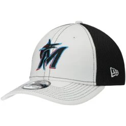 Men's Miami Marlins New Era White Neo 39THIRTY Flex Hat