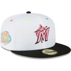 Men's Miami Marlins New Era White Neon Eye 59FIFTY Fitted Hat