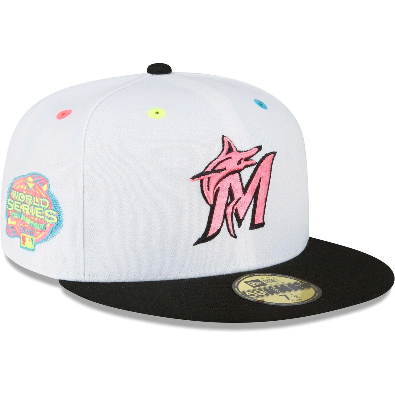 Men's Miami Marlins New Era White Neon Eye 59FIFTY Fitted Hat