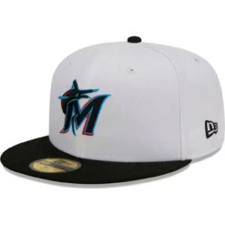 Men's Miami Marlins New Era White Optic 59FIFTY Fitted Hat