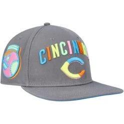 Men's Cincinnati Reds Pro Standard Gray Washed Neon Snapback Hat