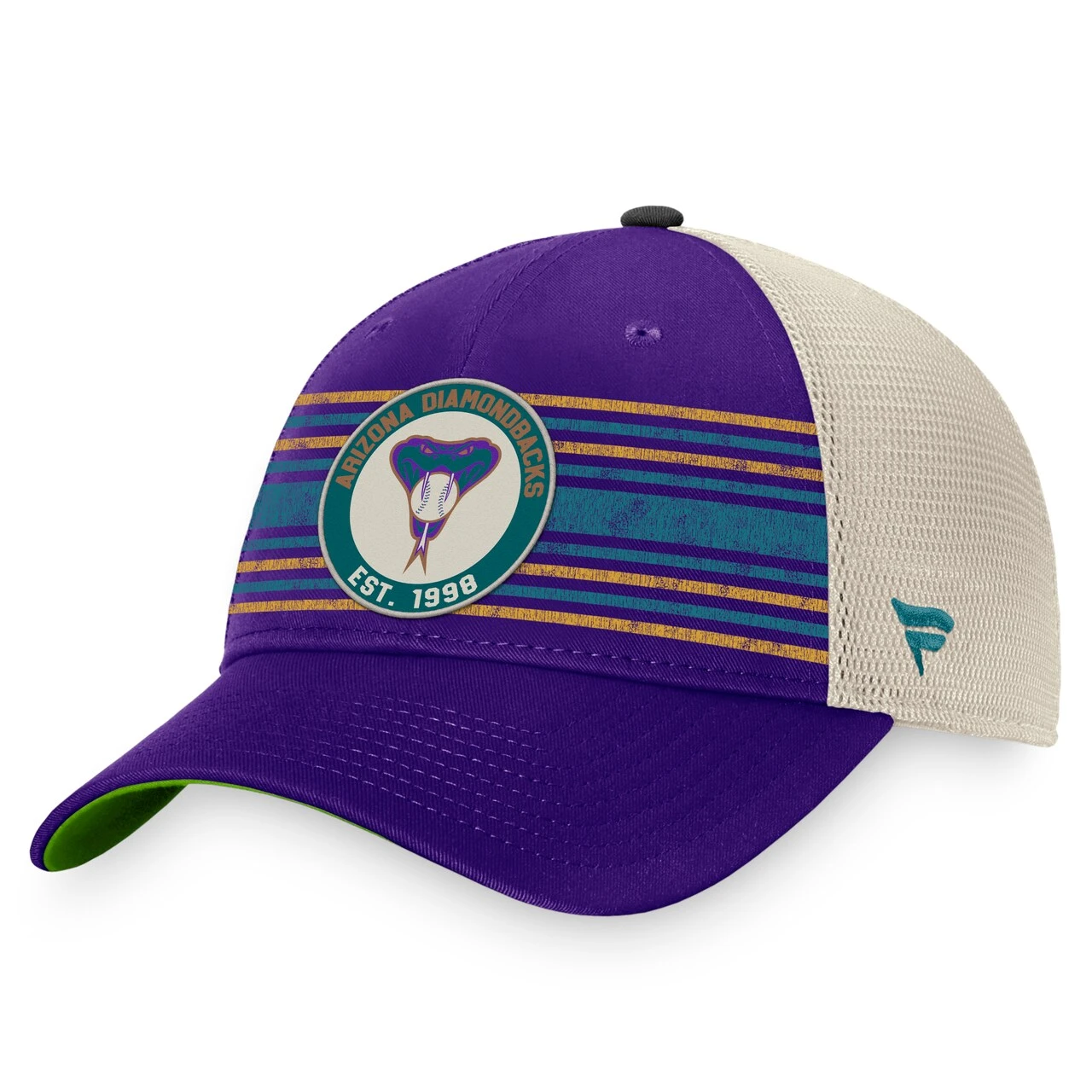 Men's Arizona Diamondbacks Fanatics Branded Purple/Natural True Classic Retro Striped Trucker Snapback Hat