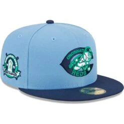 Men's Cincinnati Reds New Era Light Blue/Navy Green Undervisor 59FIFTY Fitted Hat