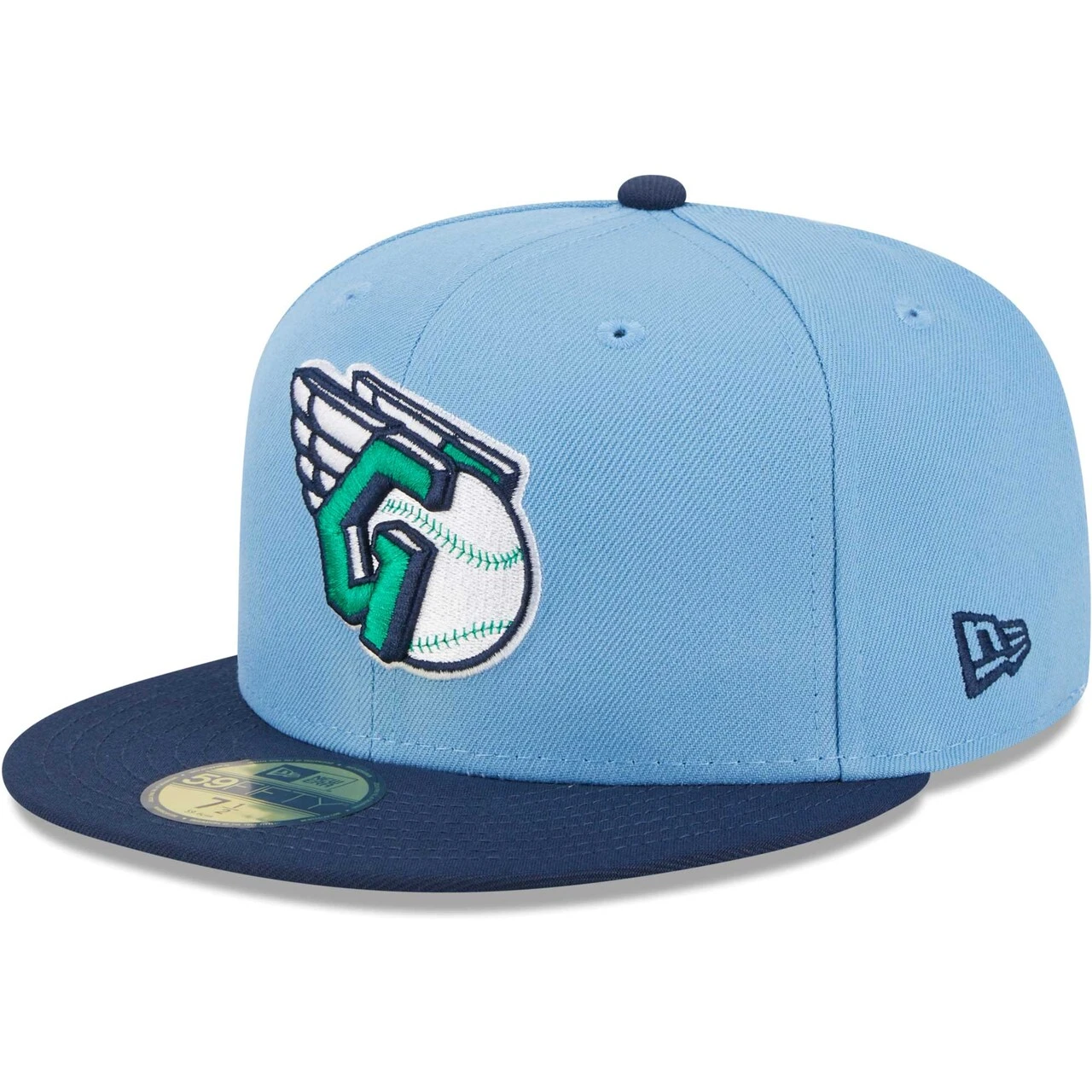 Men's Cleveland Guardians New Era Light Blue/Navy Green Undervisor 59FIFTY Fitted Hat - Image 3