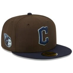 Men's Cleveland Guardians New Era Brown/Navy Logo Walnut 9FIFTY Fitted Hat