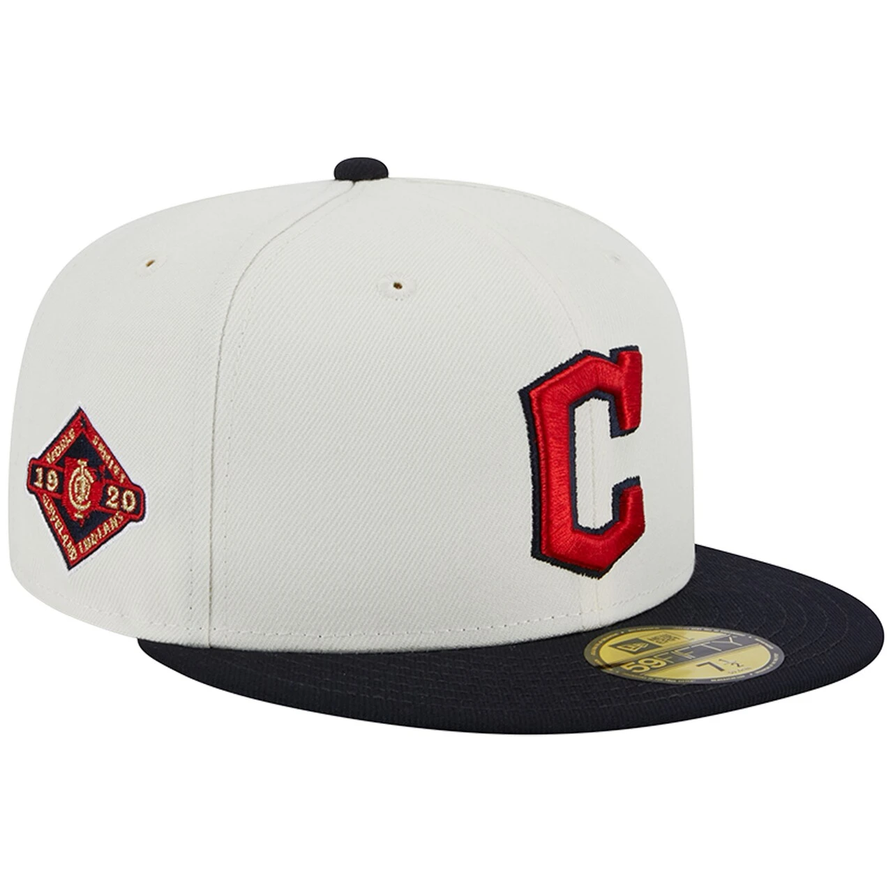 Men's Cleveland Guardians New Era Stone/Navy Retro 59FIFTY Fitted Hat