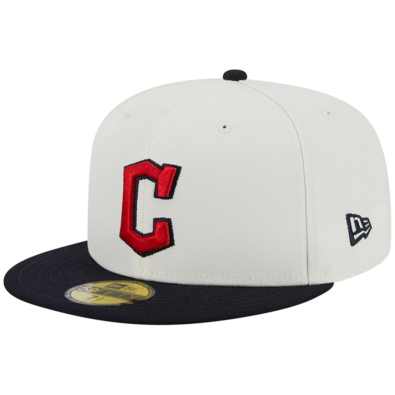 Men's Cleveland Guardians New Era Stone/Navy Retro 59FIFTY Fitted Hat - Image 3