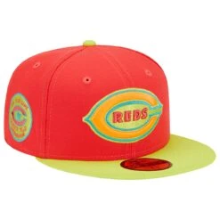 Men's Cincinnati Reds New Era Red/Neon Green 1938 MLB All-Star Game Lava Highlighter Combo 59FIFTY Fitted Hat