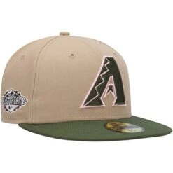 Men's Arizona Diamondbacks New Era Khaki/Olive Pink Undervisor 59FIFTY Fitted Hat