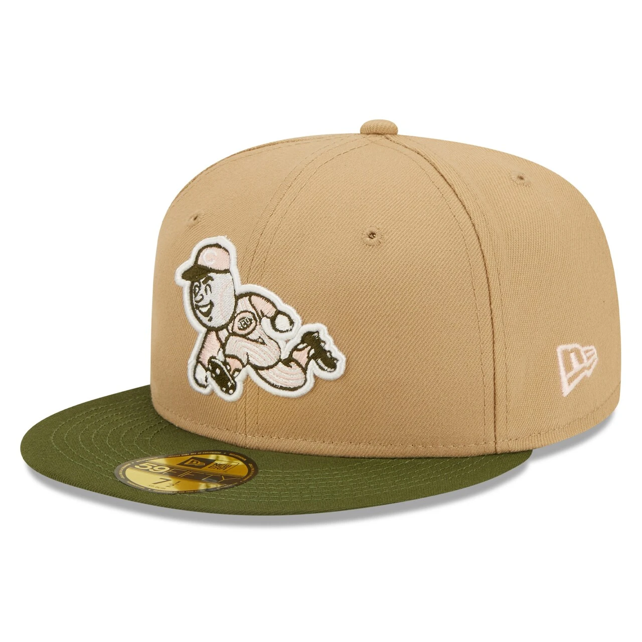 Men's Cincinnati Reds New Era Khaki/Olive Pink Undervisor 59FIFTY Fitted Hat - Image 3