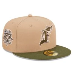Men's Florida Marlins New Era Khaki/Olive Pink Undervisor 59FIFTY Fitted Hat
