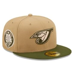 Men's Toronto Blue Jays New Era Khaki/Olive Pink Undervisor 59FIFTY Fitted Hat