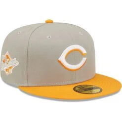 Men's Cincinnati Reds New Era Gray/Orange 1990 World Series Cooperstown Collection Undervisor 59FIFTY Fitted Hat