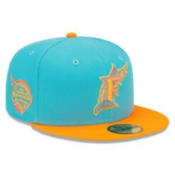 Men's Florida Marlins New Era Blue/Orange Vice Highlighter 59FIFTY Fitted Hat