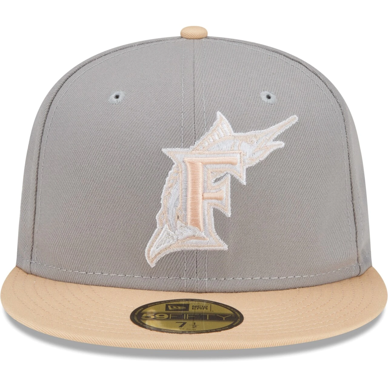 Men's Florida Marlins New Era Gray/Peach Cooperstown Collection Purple Undervisor 59FIFTY Fitted Hat - Image 2