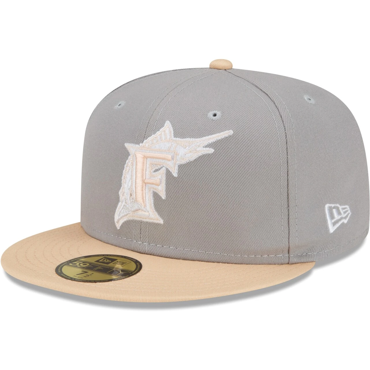 Men's Florida Marlins New Era Gray/Peach Cooperstown Collection Purple Undervisor 59FIFTY Fitted Hat - Image 3