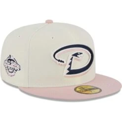 Men's Arizona Diamondbacks New Era White/Pink Chrome Rogue 59FIFTY Fitted Hat