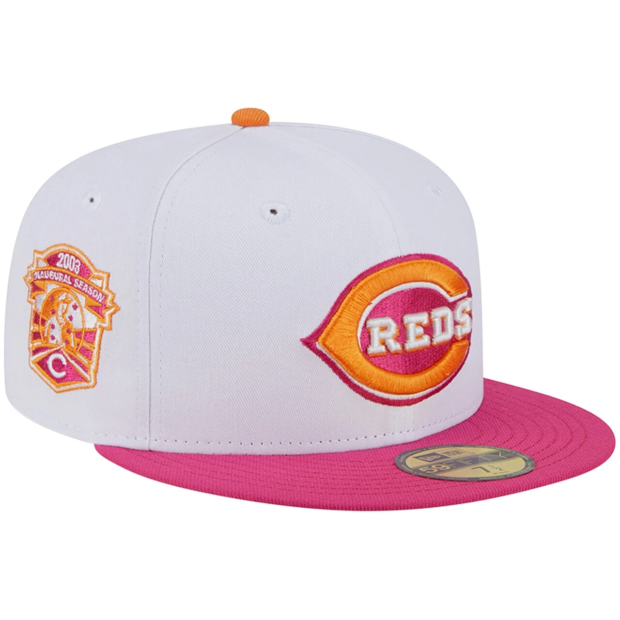 Men's Cincinnati Reds New Era White/Pink 2003 Inaugural Season 59FIFTY Fitted Hat