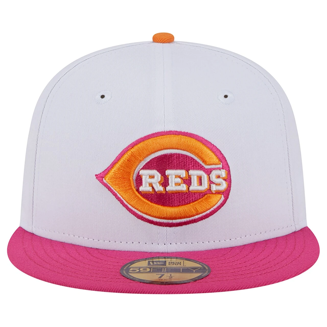 Men's Cincinnati Reds New Era White/Pink 2003 Inaugural Season 59FIFTY Fitted Hat - Image 2