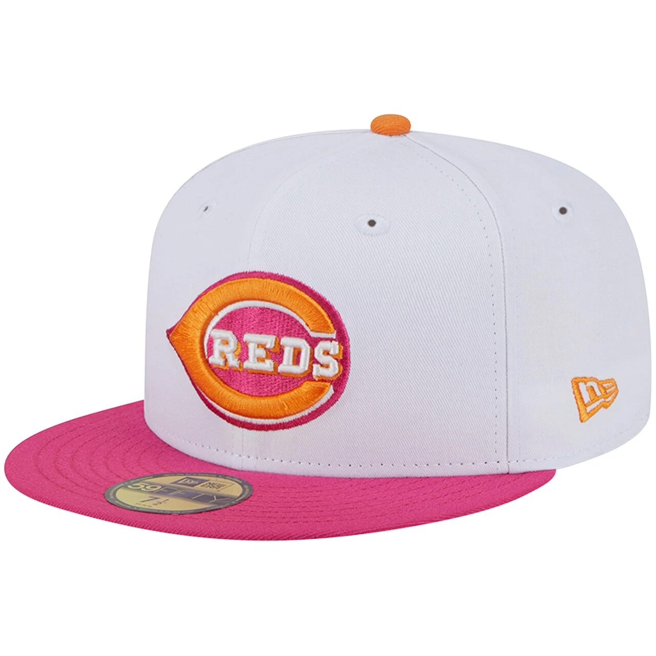 Men's Cincinnati Reds New Era White/Pink 2003 Inaugural Season 59FIFTY Fitted Hat - Image 3