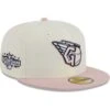 Men's Cleveland Guardians New Era White/Pink Chrome Rogue 59FIFTY Fitted Hat