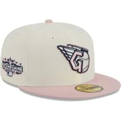 Men's Cleveland Guardians New Era White/Pink Chrome Rogue 59FIFTY Fitted Hat