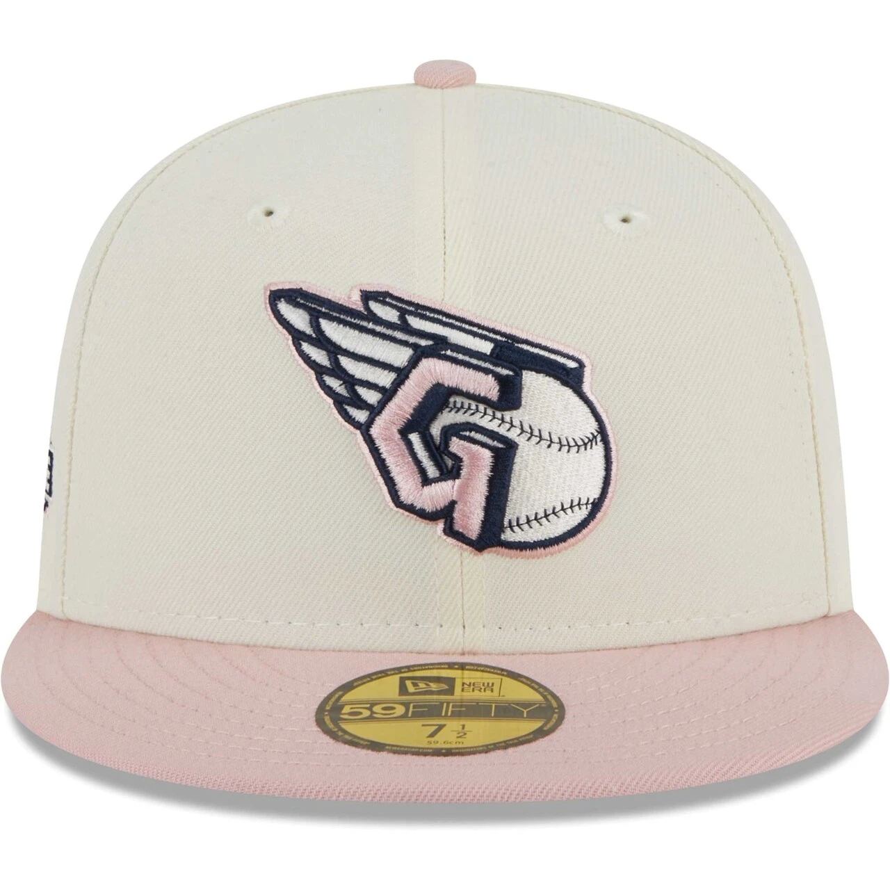 Men's Cleveland Guardians New Era White/Pink Chrome Rogue 59FIFTY Fitted Hat - Image 2