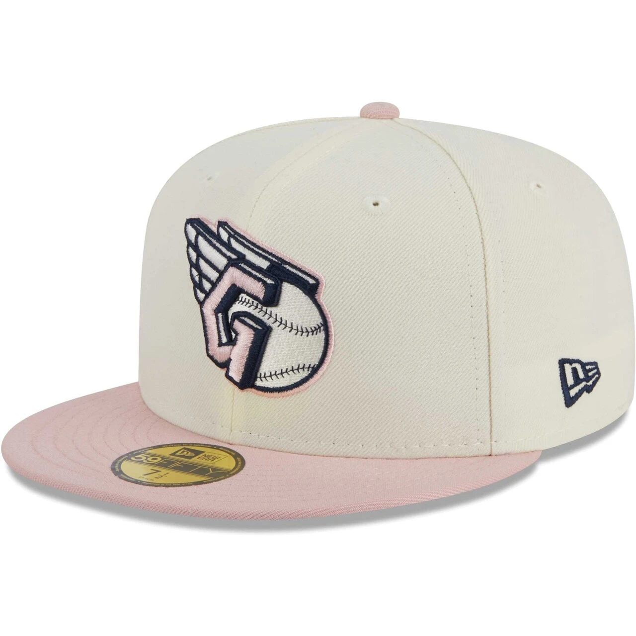 Men's Cleveland Guardians New Era White/Pink Chrome Rogue 59FIFTY Fitted Hat - Image 3