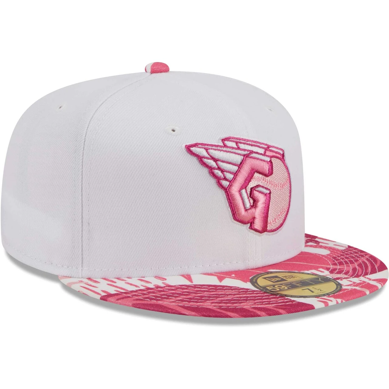 Men's Cleveland Guardians New Era White/Pink Flamingo 59FIFTY Fitted Hat - Image 3