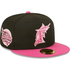 Men's Florida Marlins New Era Black/Pink 2003 World Series Champions Passion 59FIFTY Fitted Hat