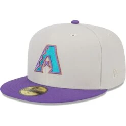 Men's Arizona Diamondbacks New Era Gray/Purple World Class Back Patch 59FIFTY Fitted Hat