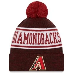 Men's Arizona Diamondbacks New Era Black/Red Banner Cuffed Knit Hat With Pom