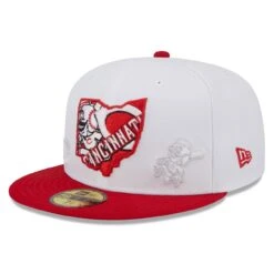 Men's Cincinnati Reds New Era White/Red State 59FIFTY Fitted Hat
