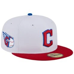 Men's Cleveland Guardians New Era White/Red Undervisor 59FIFTY Fitted Hat