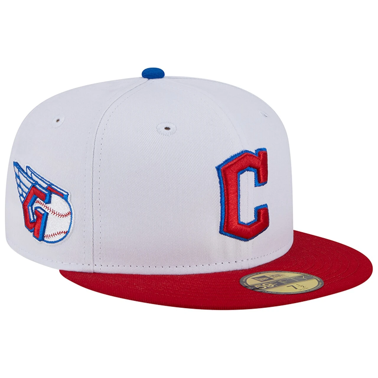 Men's Cleveland Guardians New Era White/Red Undervisor 59FIFTY Fitted Hat