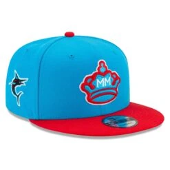 Men's Miami Marlins New Era Blue/Red 2021 City Connect 9FIFTY Snapback Adjustable Hat