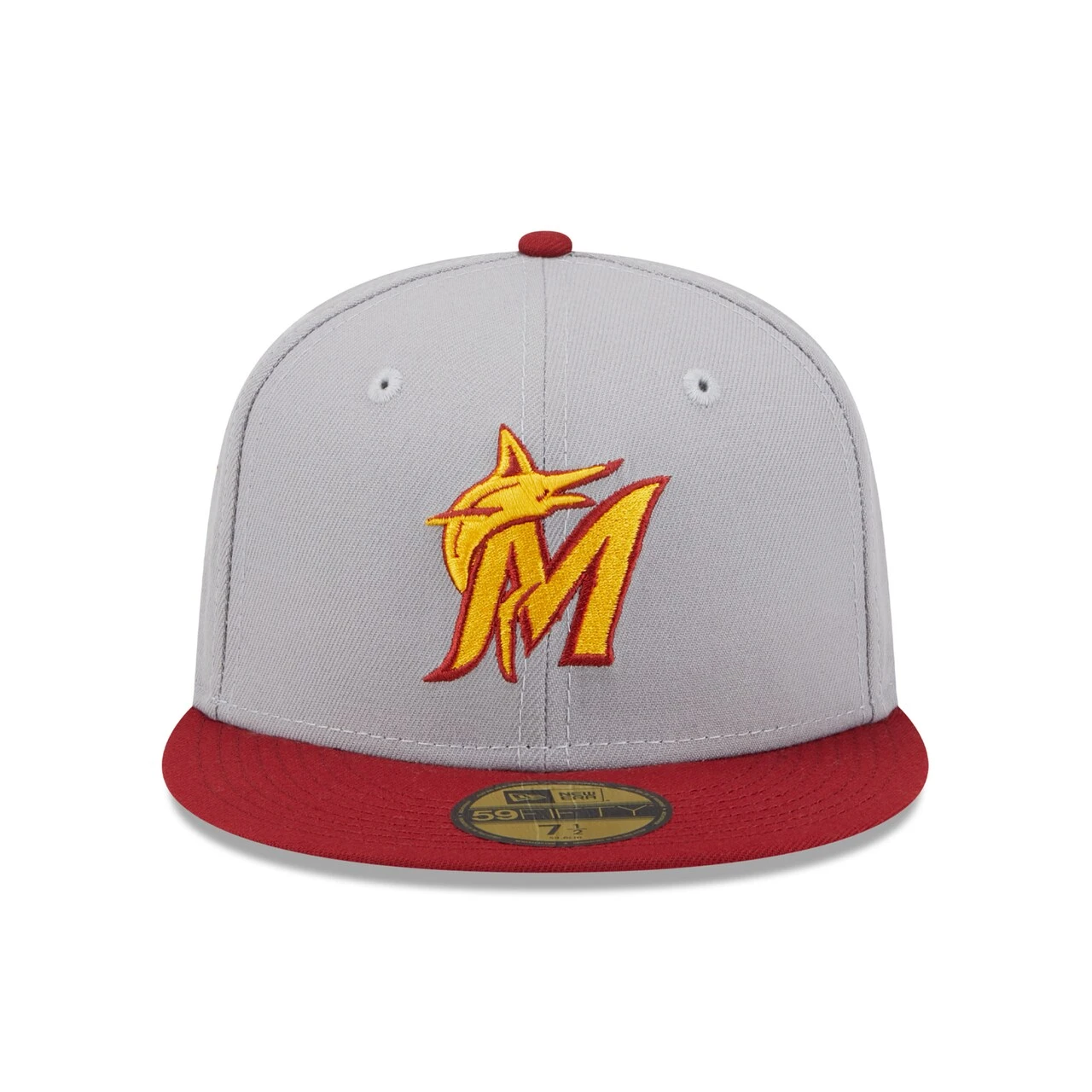 Men's Miami Marlins New Era Gray/Red Navy Undervisor 59FIFTY Fitted Hat - Image 2