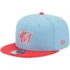 Men's Miami Marlins New Era Light Blue/Red Spring Basic Two-Tone 9FIFTY Snapback Hat