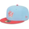 Men's Miami Marlins New Era Light Blue/Red Spring Color Two-Tone 59FIFTY Fitted Hat