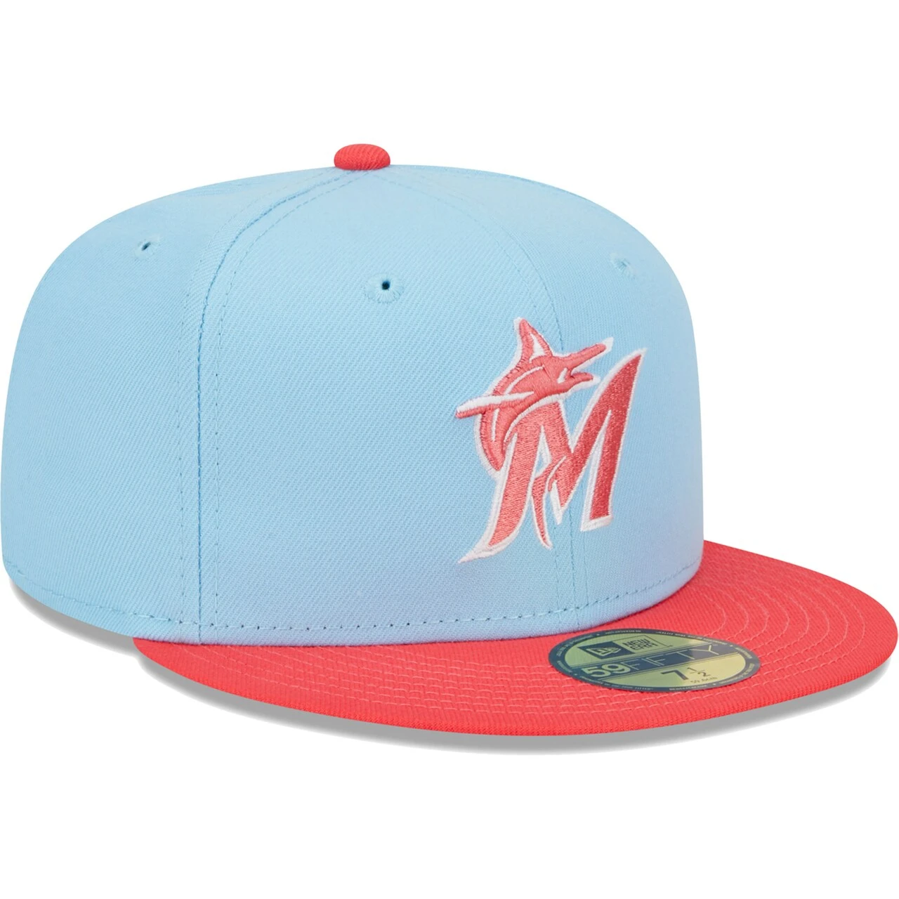 Men's Miami Marlins New Era Light Blue/Red Spring Color Two-Tone 59FIFTY Fitted Hat - Image 3
