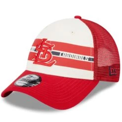Men's St. Louis Cardinals New Era White/Red Team Stripe Trucker 9FORTY Snapback Hat