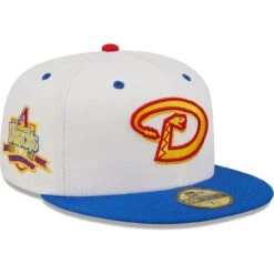 Men's Arizona Diamondbacks New Era White/Royal 10th Anniversary Cherry Lolli 59FIFTY Fitted Hat