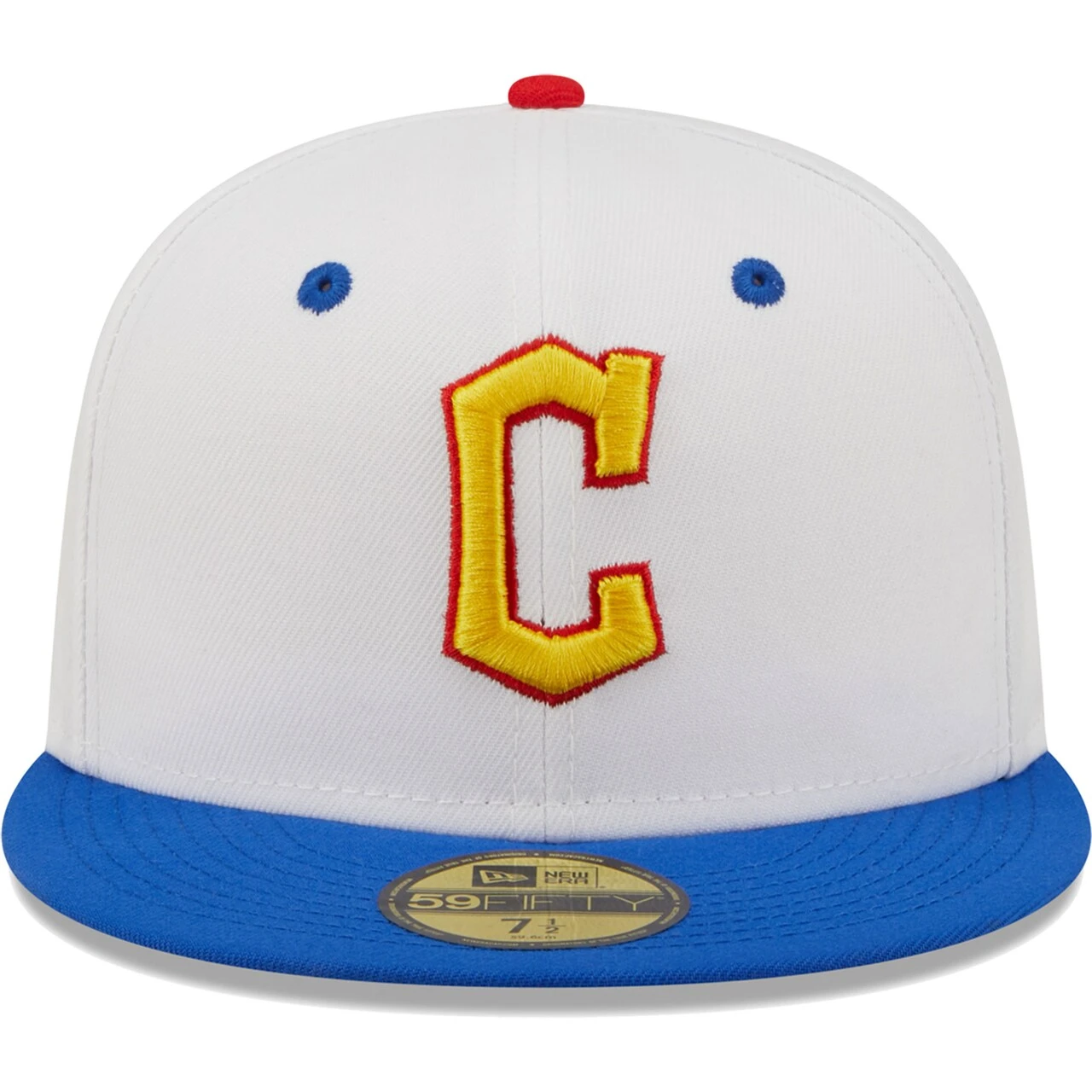 Men's Cleveland Guardians New Era White/Royal Primary Logo Cherry Lolli 59FIFTY Fitted Hat - Image 2