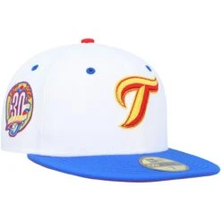 Men's Toronto Blue Jays New Era White/Royal 30th Anniversary Cherry Lolli 59FIFTY Fitted Hat