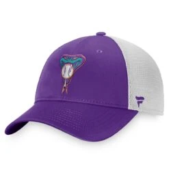 Men's Arizona Diamondbacks Fanatics Branded Purple/White Cooperstown Collection Core Trucker Snapback Hat